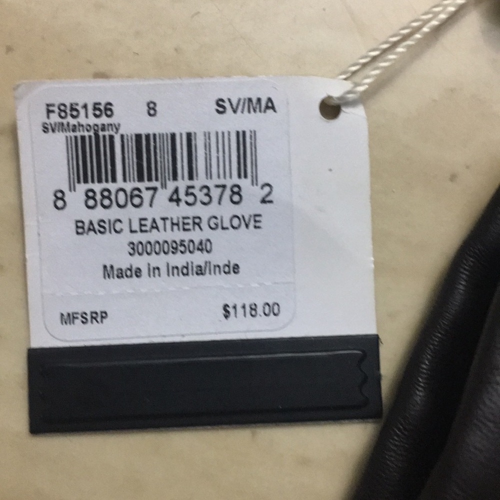 Coach ladies brown black leather gloves 8 - Picture 2 of 4